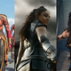 From left to right: Danai Gurira as Okoye in Black Panther, Tessa Thompson as Valkyrie in Thor: Ragnarok, and Gal Gadot as Wonder Woman in Wonder Woman.